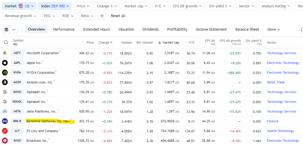 BERKSHIRE HATHAWAY INC. visual data 3